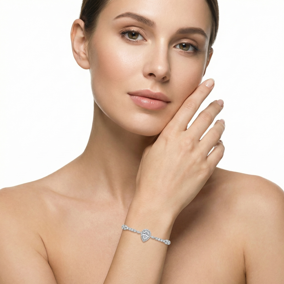Pear Cut Silver Bracelet