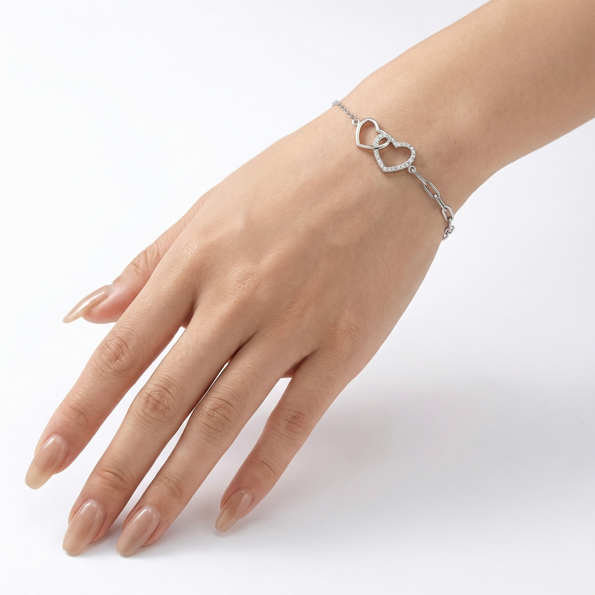 925 Sterling Silver Interlocking Heart Bracelet Lobster Clasp | Dublin Silver