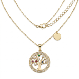 Elegant 925 sterling silver Tree of Life Pendant Necklace in gold