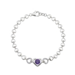 Amethyst Heart Bracelet - 925 Sterling Silver - Dublin Silver