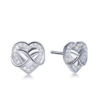 Sterling Silver CZ Heart Earrings - 925 Sterling Silver - Dublin Silver