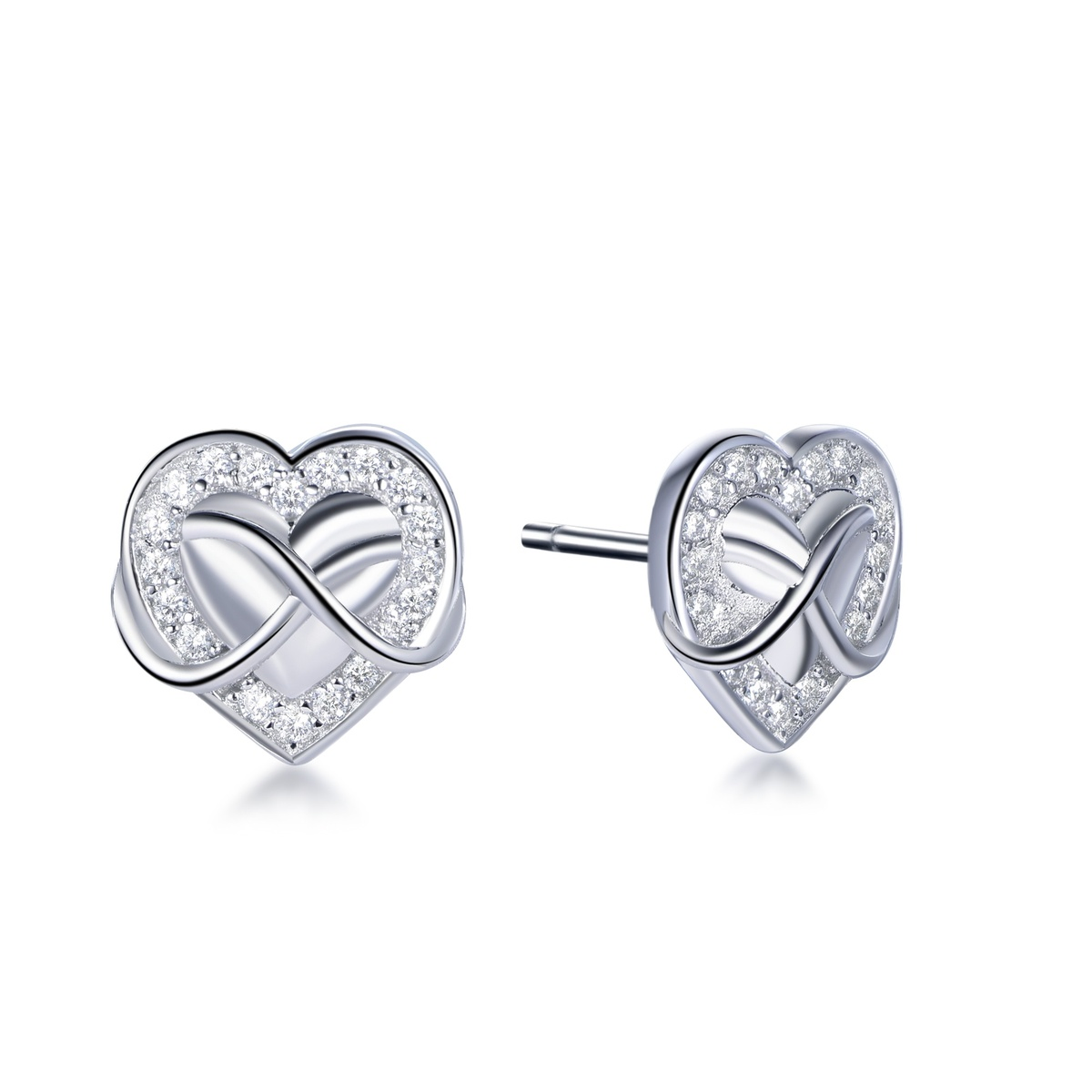 Sterling Silver CZ Heart Earrings - 925 Sterling Silver - Dublin Silver