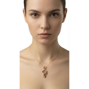 Multicolour Gemstone Drop Pendant 925 Sterling Silver Gold-Plated Necklace | Dublin Silver