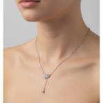 Dublin Silver 925 Sterling Silver Floral Pendant Necklace with Cubic Zirconia