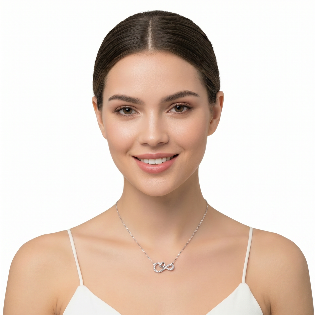 Dublin Silver 925 Sterling Silver Infinity Heart Pendant Necklace 18-inch Chain
