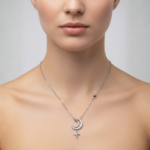 Dublin Silver 925 Sterling Silver Moon and Star Pendant Necklace