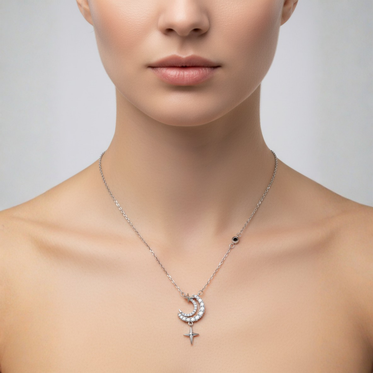 Dublin Silver 925 Sterling Silver Moon and Star Pendant Necklace