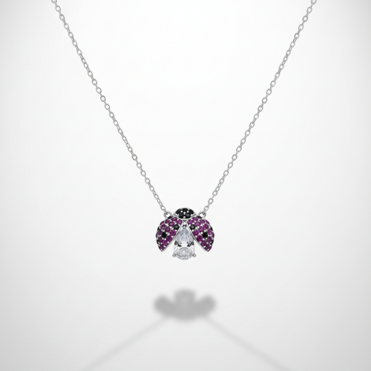 925 Sterling Silver Ladybug Pendant Necklace with Gemstones | Dublin Silver