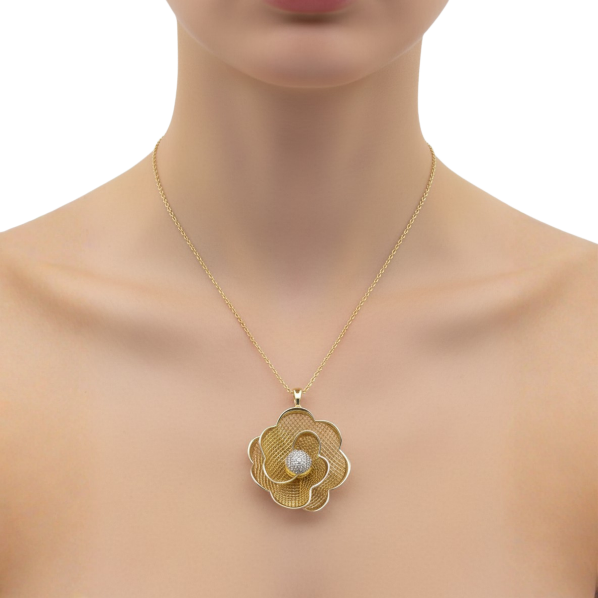 Dublin Silver Gold-Plated Sterling Silver Flower Pendant Necklace