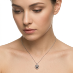 925 Sterling Silver Heart Pendant Necklace with Black Stone | Dublin Silver