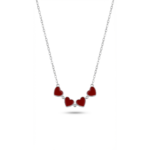 Sterling silver heart clover pendant on chain, front view