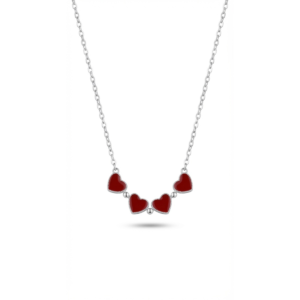 Sterling silver heart clover pendant on chain, front view