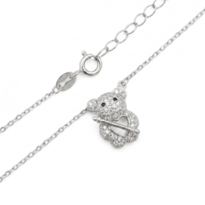 Dublin Silver 925 Sterling Silver Teddy Bear Pendant Necklace