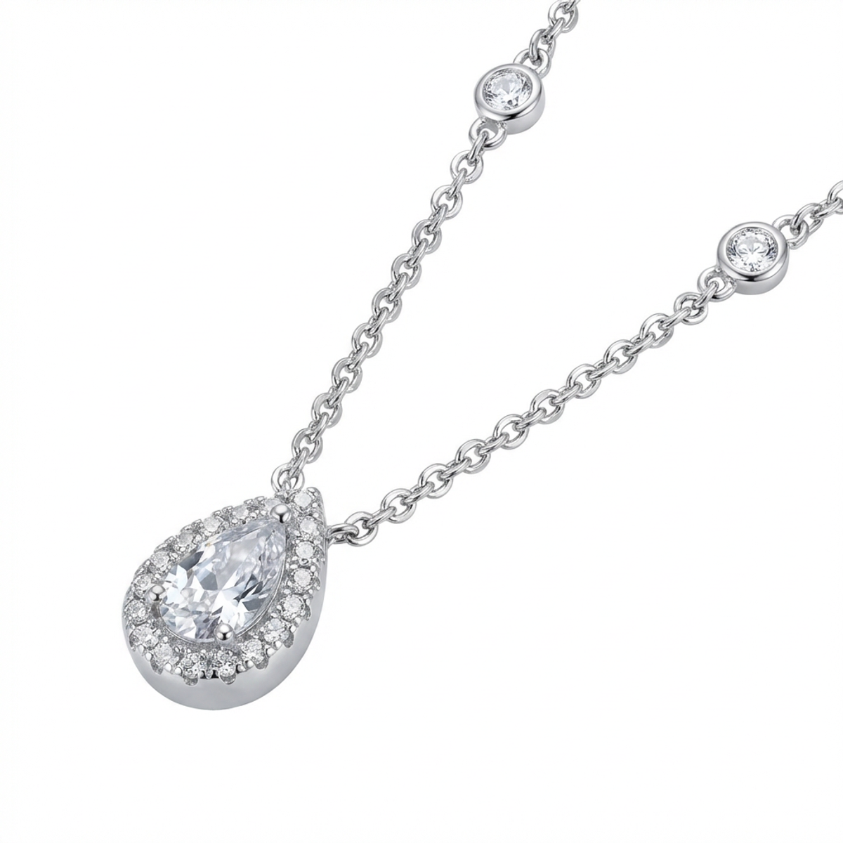 Elegant 925 Sterling Silver Teardrop Pendant Necklace - Dublin Silver