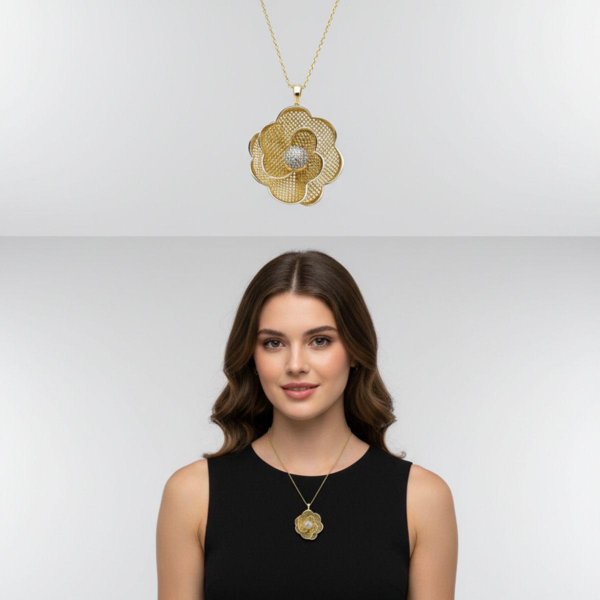 Dublin Silver Gold-Plated Sterling Silver Flower Pendant Necklace