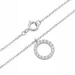 Dublin Silver 925 Sterling Silver Circle Pendant Necklace with Cubic Zirconia