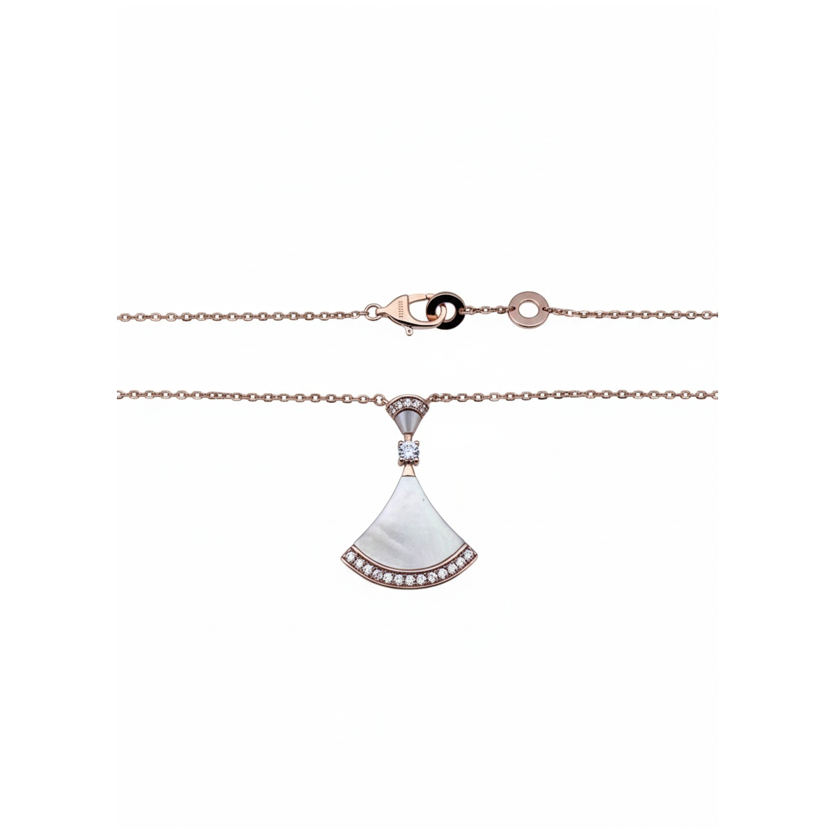Elegant 925 Sterling Silver Pendant Necklace with Rose Gold Finish