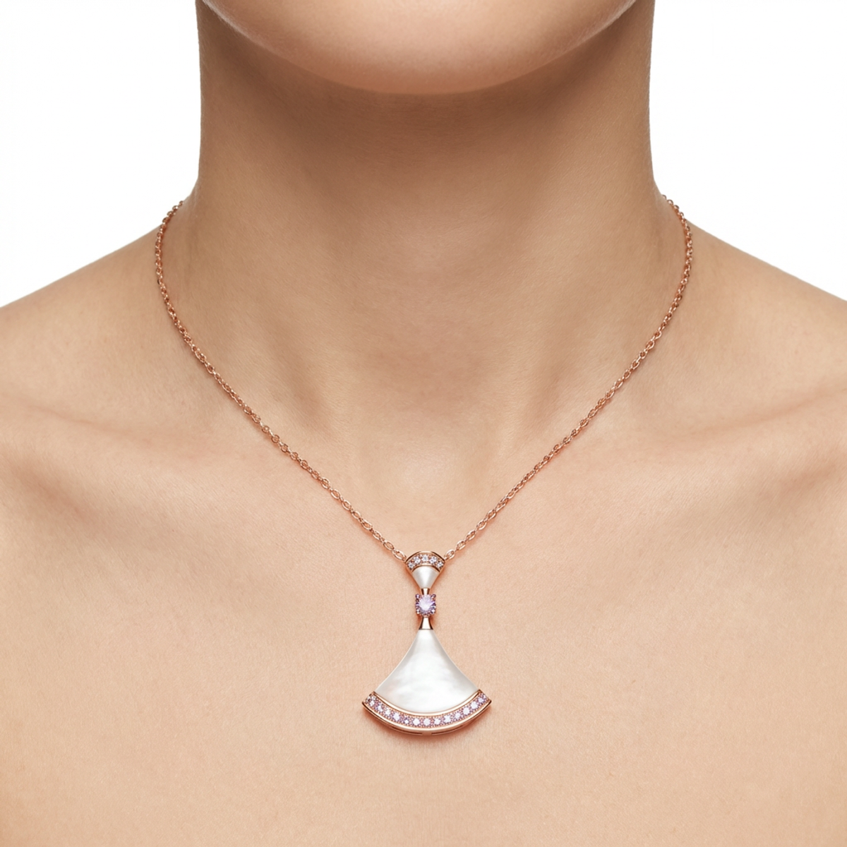 Elegant 925 Sterling Silver Pendant Necklace with Rose Gold Finish