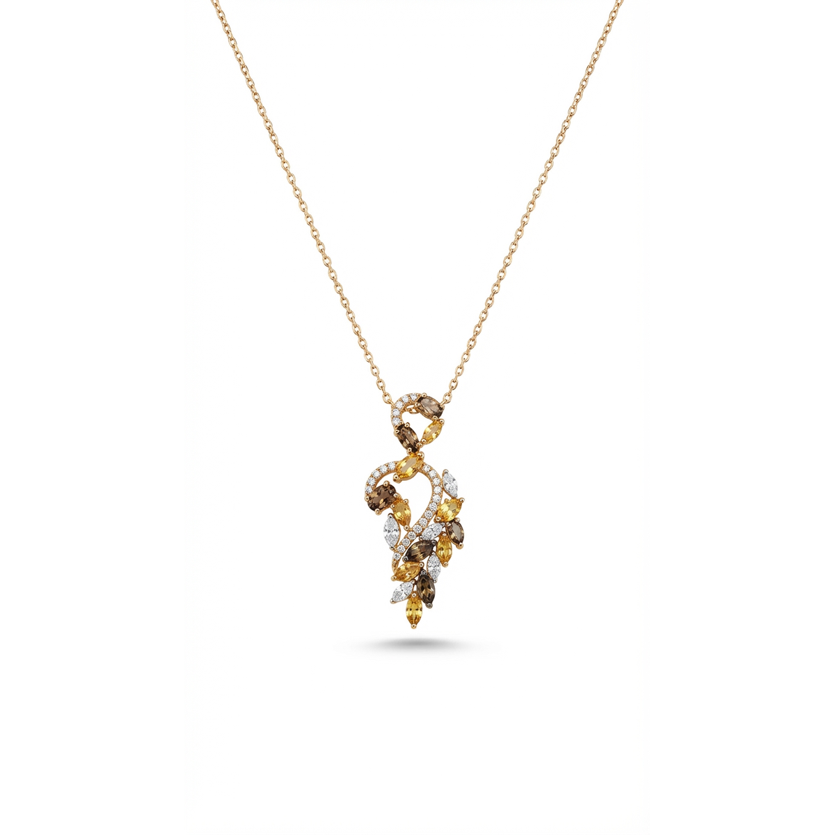 Multicolour Gemstone Drop Pendant 925 Sterling Silver Gold-Plated Necklace | Dublin Silver