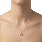 Dublin Silver 925 Sterling Silver Circle Pendant Necklace with Cubic Zirconia