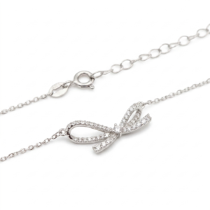 Dublin Silver 925 Sterling Silver Bow Necklace Delicate Chain