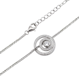 Dublin Silver 925 Sterling Silver Cubic Zirconia Circle Pendant Necklace