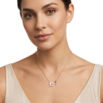 Dublin Silver 925 Sterling Silver Flower Pendant Necklace with Pearl Accent