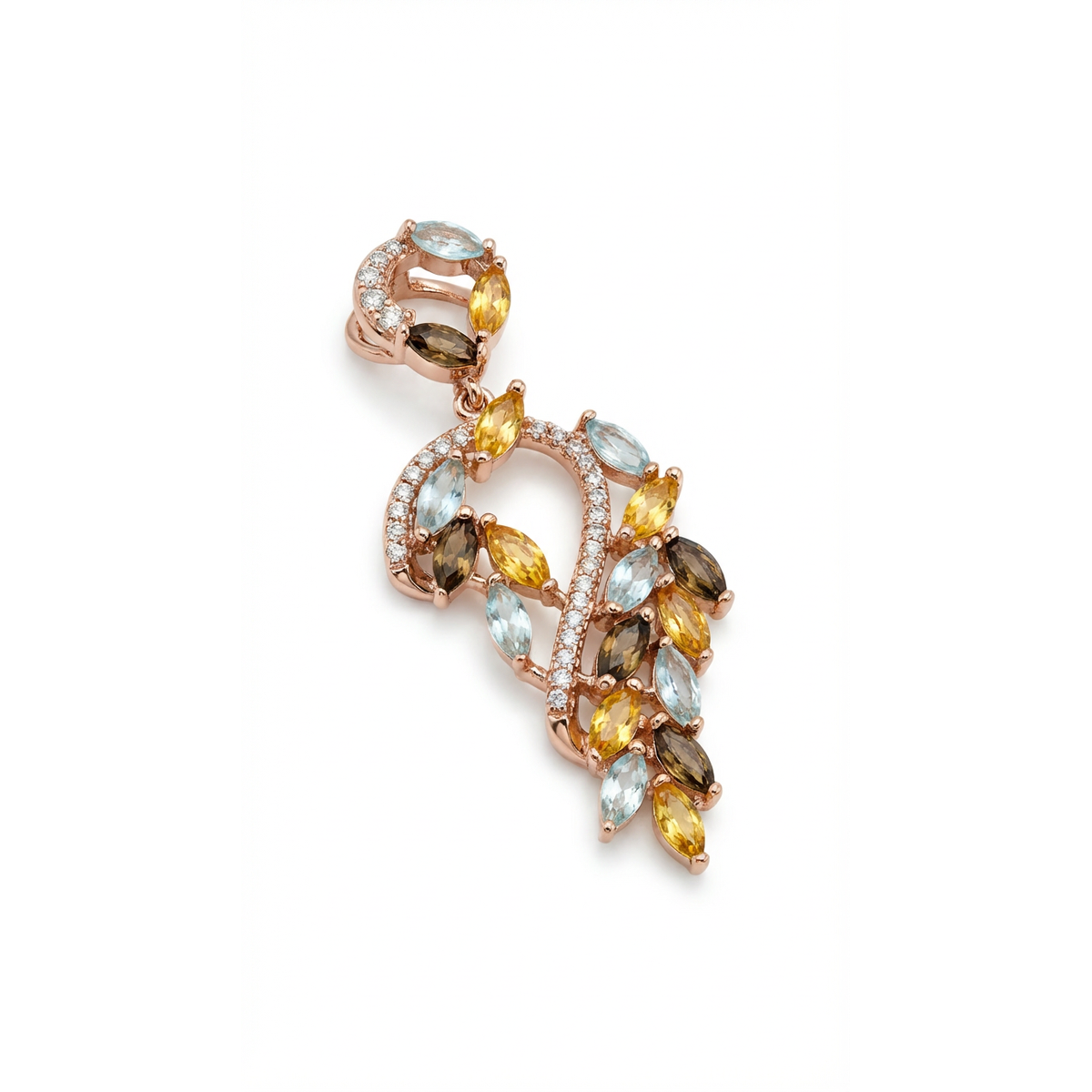 Multicolour Gemstone Drop Pendant 925 Sterling Silver Gold-Plated Necklace | Dublin Silver