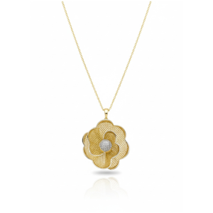 Gold-plated sterling silver flower pendant necklace, front view
