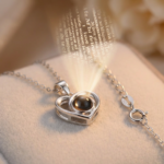 925 Sterling Silver Heart Pendant Necklace with Black Stone | Dublin Silver