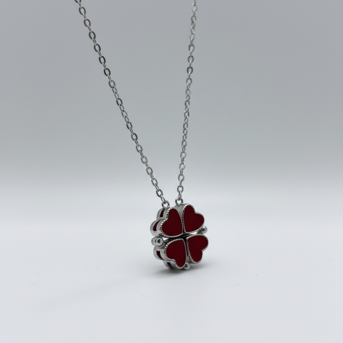 925 Sterling Silver Heart Clover Pendant Necklace 18-inch Chain | Dublin Silver