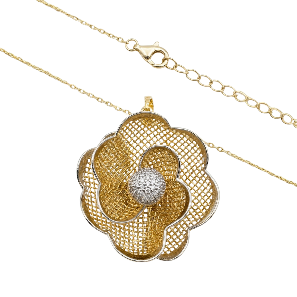 Dublin Silver Gold-Plated Sterling Silver Flower Pendant Necklace