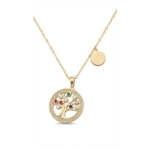 Dublin Silver 925 Sterling Silver Tree of Life Pendant Necklace in Gold