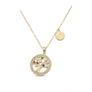 Dublin Silver 925 Sterling Silver Tree of Life Pendant Necklace in Gold