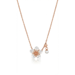 Elegant 925 sterling silver flower pendant necklace with pearl accent