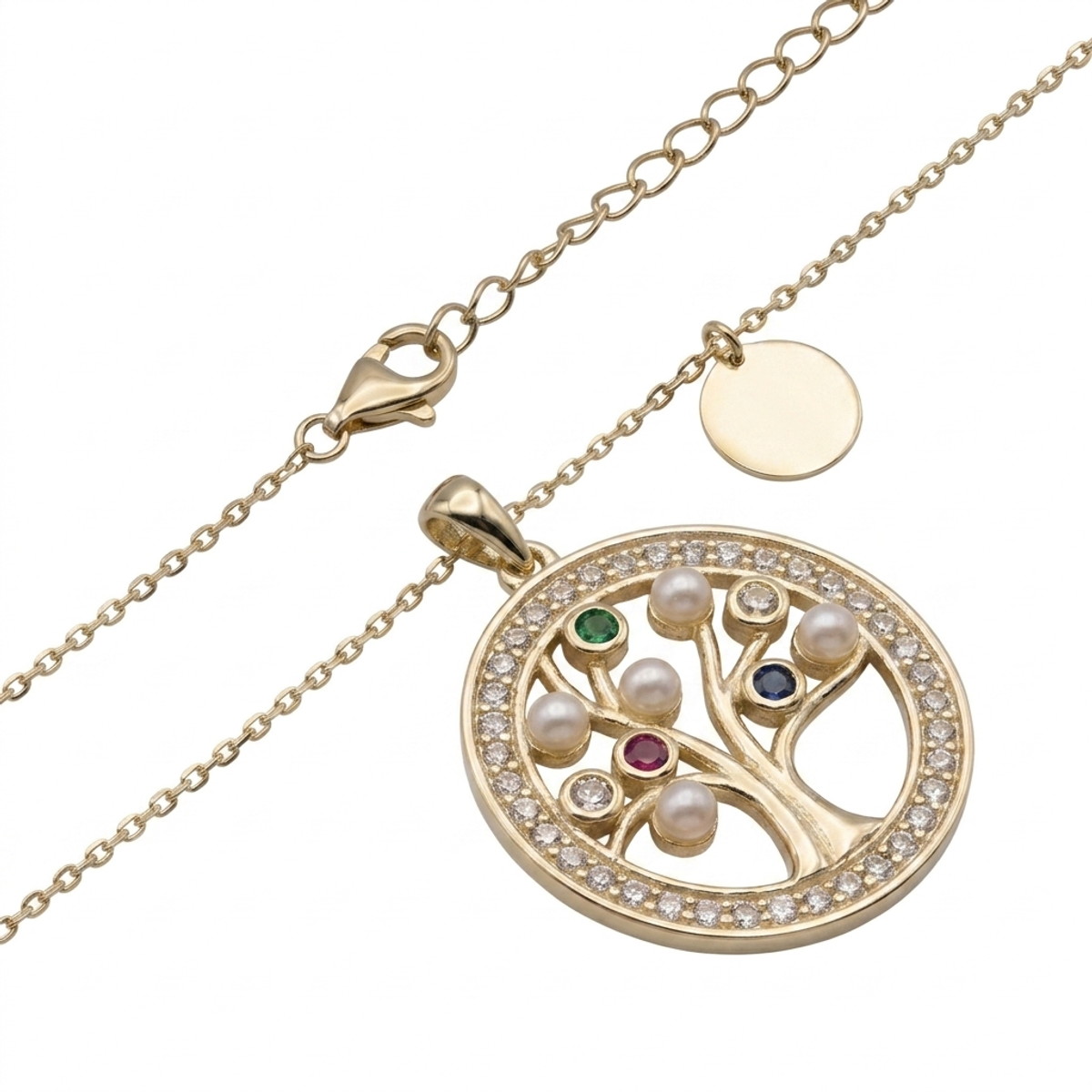 Dublin Silver 925 Sterling Silver Tree of Life Pendant Necklace in Gold