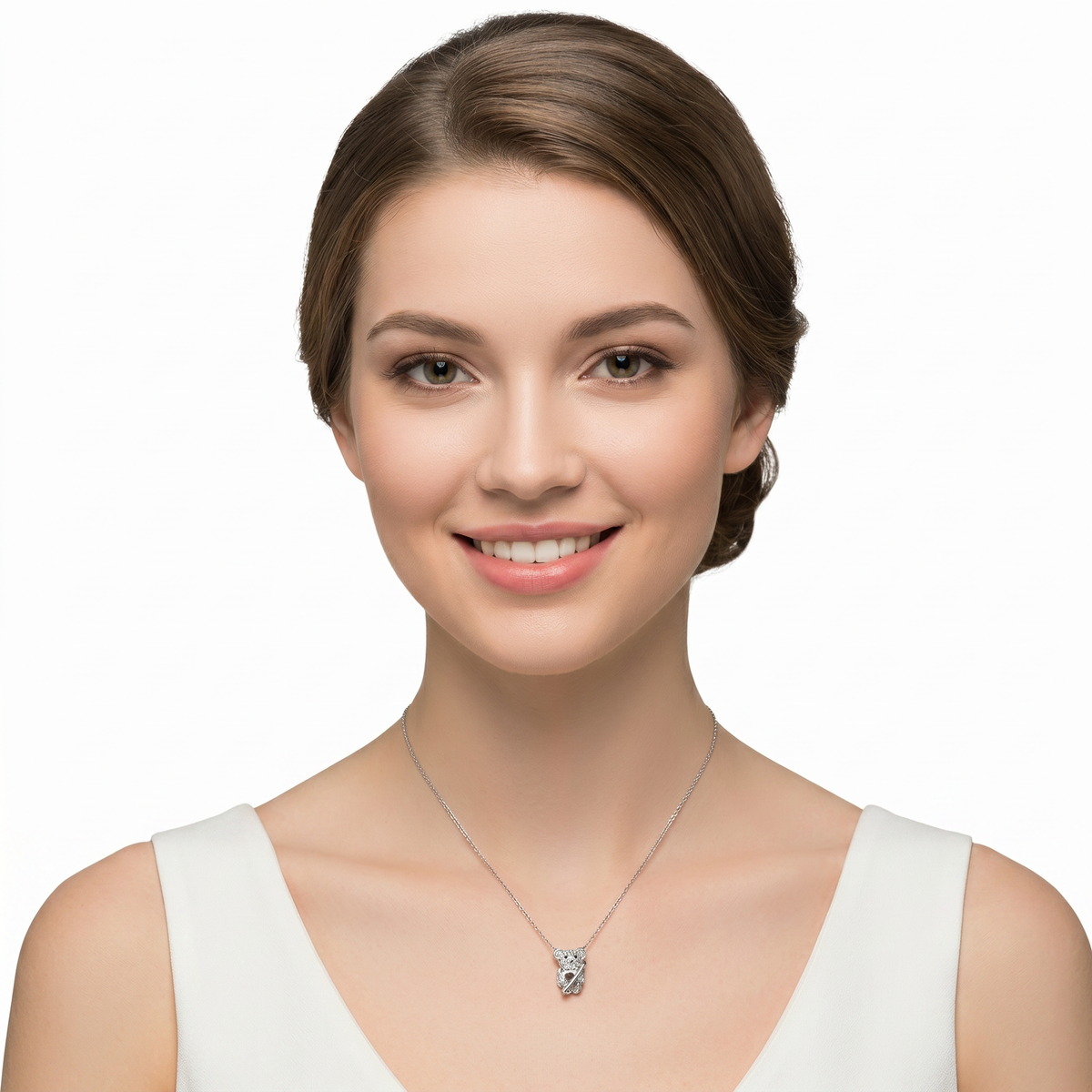 Dublin Silver 925 Sterling Silver Teddy Bear Pendant Necklace