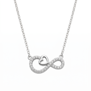 Dublin Silver 925 Sterling Silver Infinity Heart Pendant Necklace 18-inch Chain