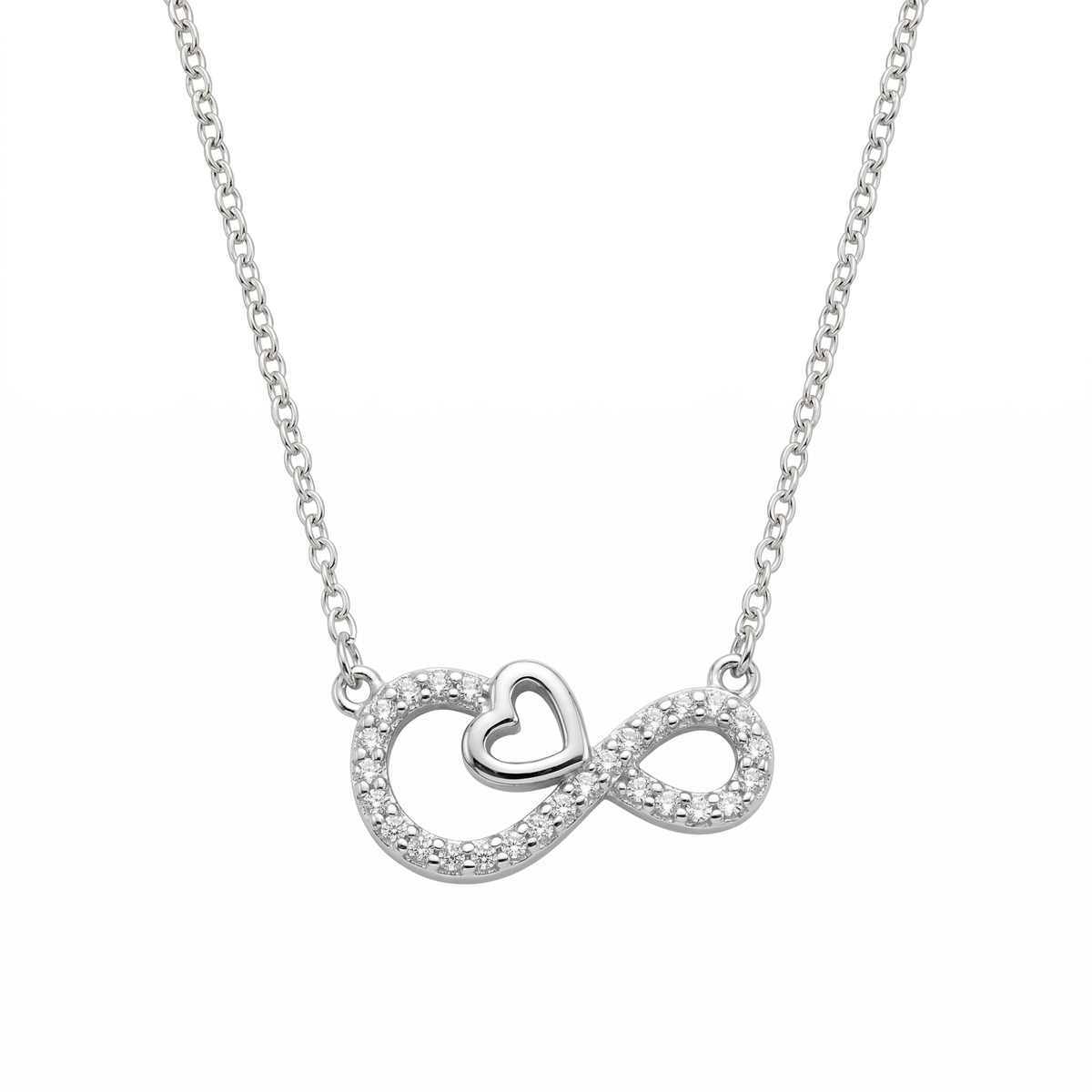 Dublin Silver 925 Sterling Silver Infinity Heart Pendant Necklace 18-inch Chain