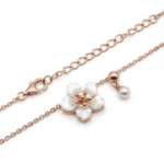 Dublin Silver 925 Sterling Silver Flower Pendant Necklace with Pearl Accent