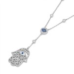 925 Sterling Silver Hamsa Hand Necklace Evil Eye Pendant | Dublin Silver