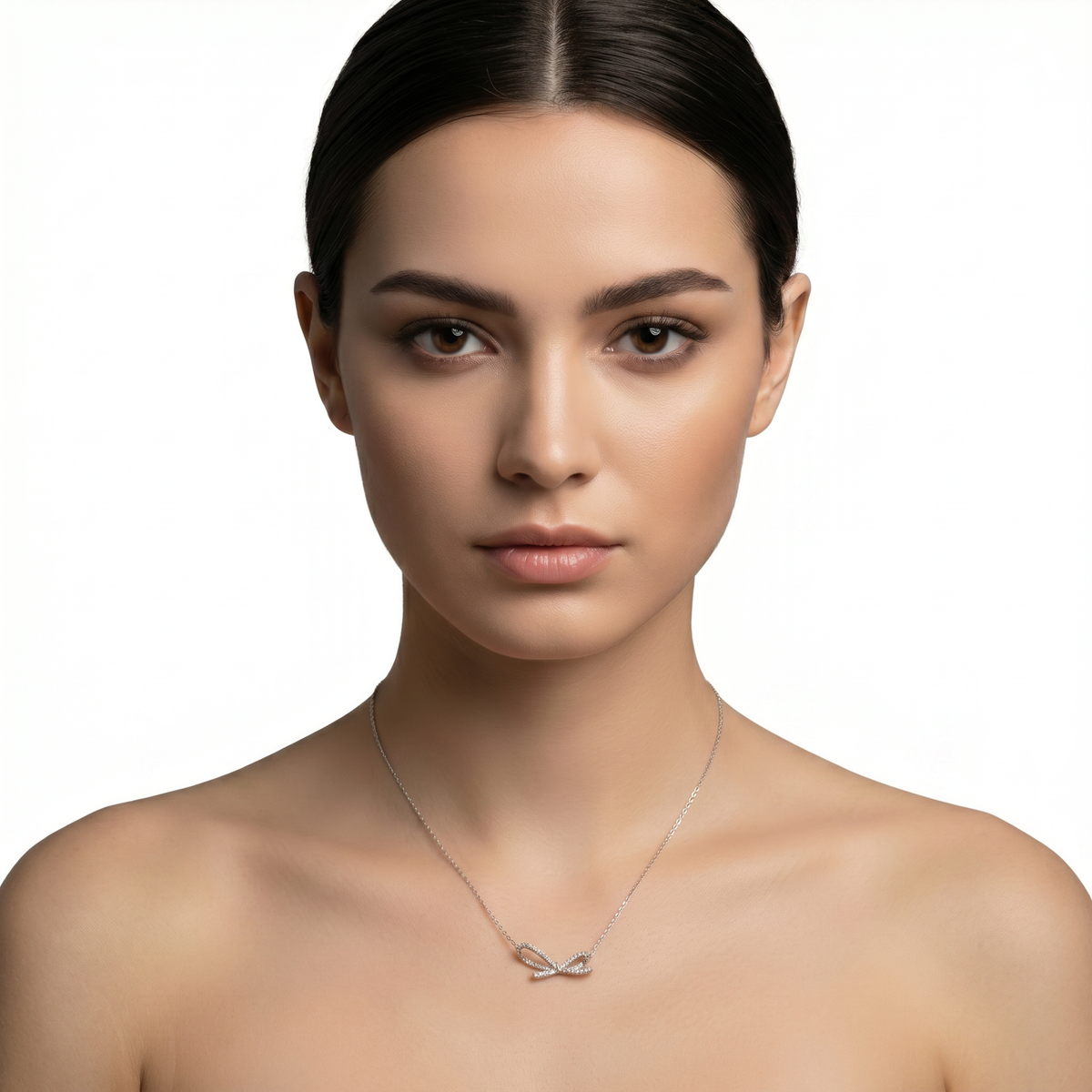 Dublin Silver 925 Sterling Silver Bow Necklace Delicate Chain
