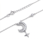 Dublin Silver 925 Sterling Silver Moon and Star Pendant Necklace