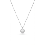 Sterling silver smiley face pendant on chain, front view