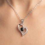 925 Sterling Silver Heart Pendant Necklace with Black Onyx | Dublin Silver