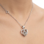 925 Sterling Silver Heart Pendant Necklace with Black Stone | Dublin Silver