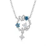 Dublin Silver 925 Sterling Silver Butterfly and Floral Pendant Necklace