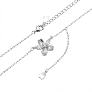 Dublin Silver 925 Sterling Silver Floral Pendant Necklace Adjustable Chain