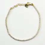 Gold-plated sterling silver tennis bracelet with cubic zirconia and lobster clasp, top view