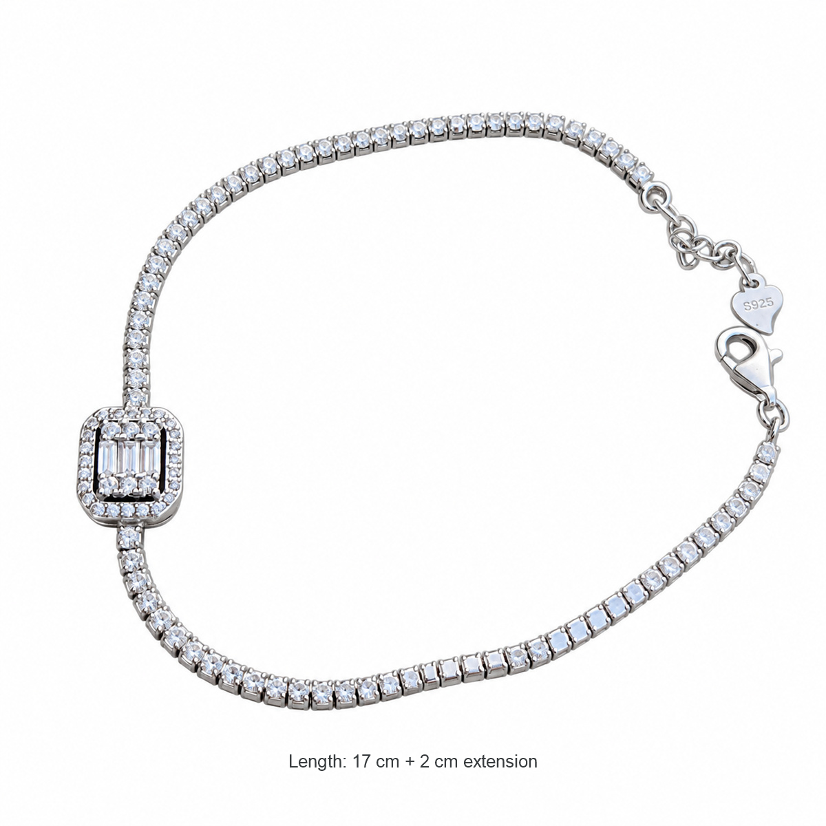 Dublin Silver 925 Sterling Silver Tennis Bracelet with CZ Stones